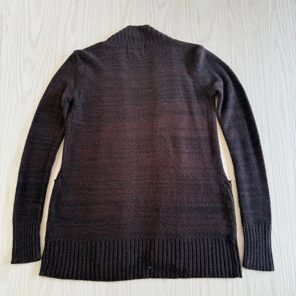 Ambiance Womens Size Small Brown Rib Cardigan Open Front Pockets